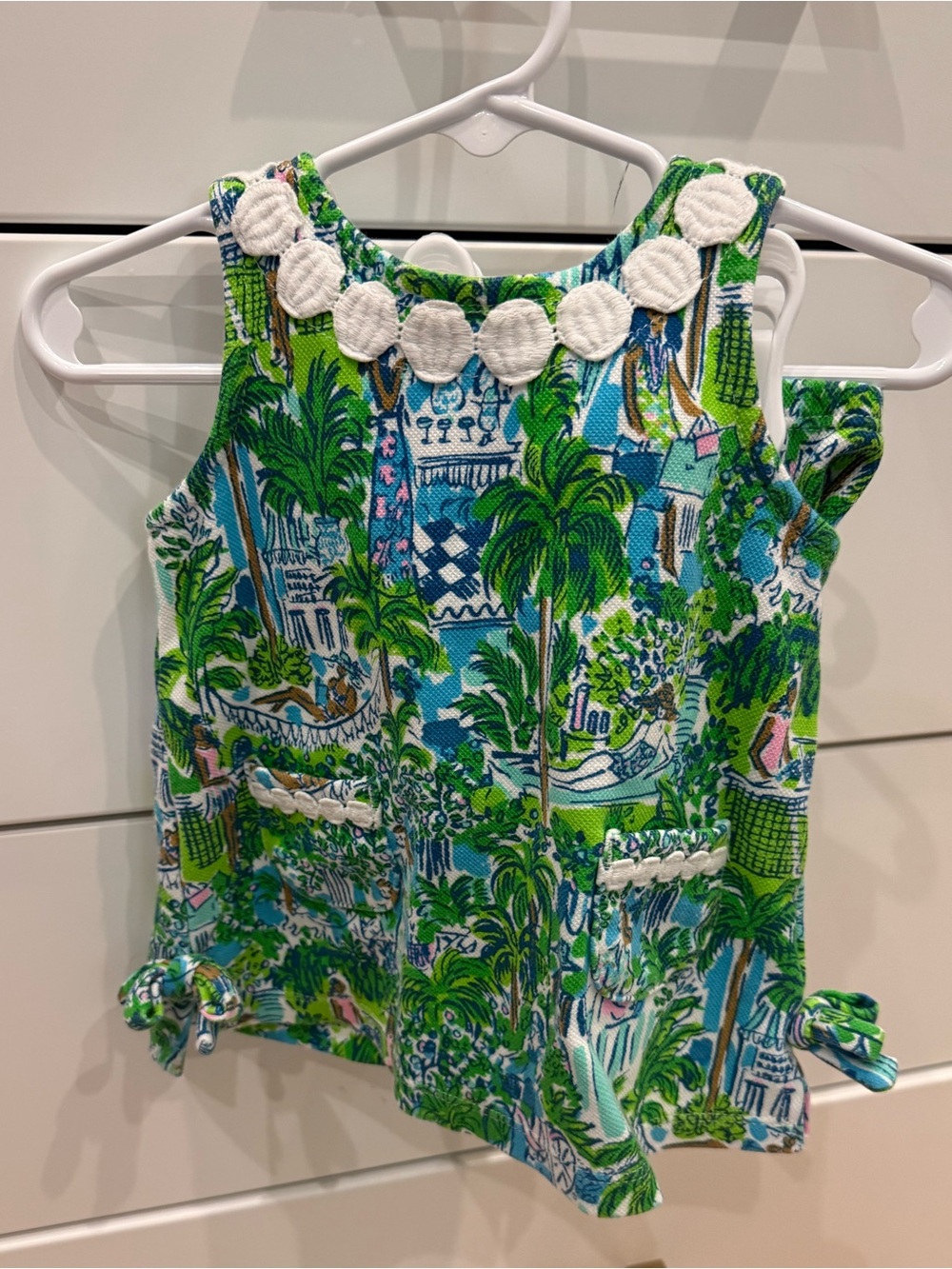 Lilly Pulitzer Green Blue Palm Print Girls Matching Set